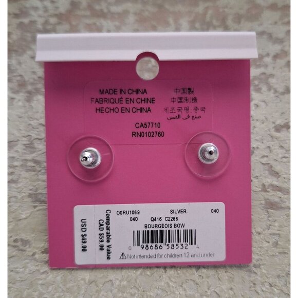 NWT Kate Spade New York Bourgeois Bow Silver Earrings - Picture 2 of 2